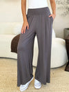 Full Size Smocked Wide Waistband Wide Leg Pants-Pants-Krush Kandy, Women's Online Fashion Boutique Located in Phoenix, Arizona (Scottsdale Area)