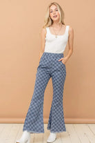 And The Why Checkerboard High Waist Bell Pants-PANTS-Krush Kandy, Women's Online Fashion Boutique Located in Phoenix, Arizona (Scottsdale Area)