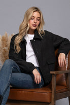 Long Sleeve Lapel Collar Soft Felt Bomber Jacket-Jackets-Krush Kandy, Women's Online Fashion Boutique Located in Phoenix, Arizona (Scottsdale Area)