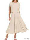 Woven Crinkle Gauze Crop Tee and Skirt Set-2 Piece Outfit Sets-Krush Kandy, Women's Online Fashion Boutique Located in Phoenix, Arizona (Scottsdale Area)