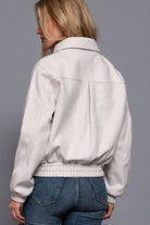 Long Sleeve Lapel Collar Soft Felt Bomber Jacket-Jackets-Krush Kandy, Women's Online Fashion Boutique Located in Phoenix, Arizona (Scottsdale Area)