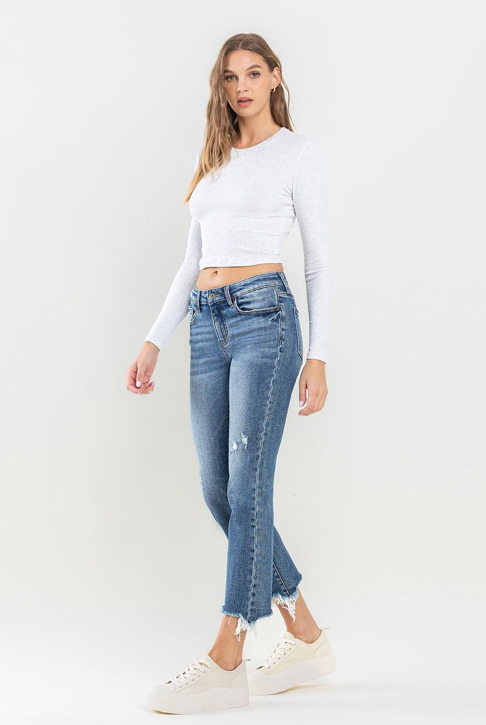Lovervet Mid Rise Frayed Hem Jeans-Krush Kandy, Women's Online Fashion Boutique Located in Phoenix, Arizona (Scottsdale Area)