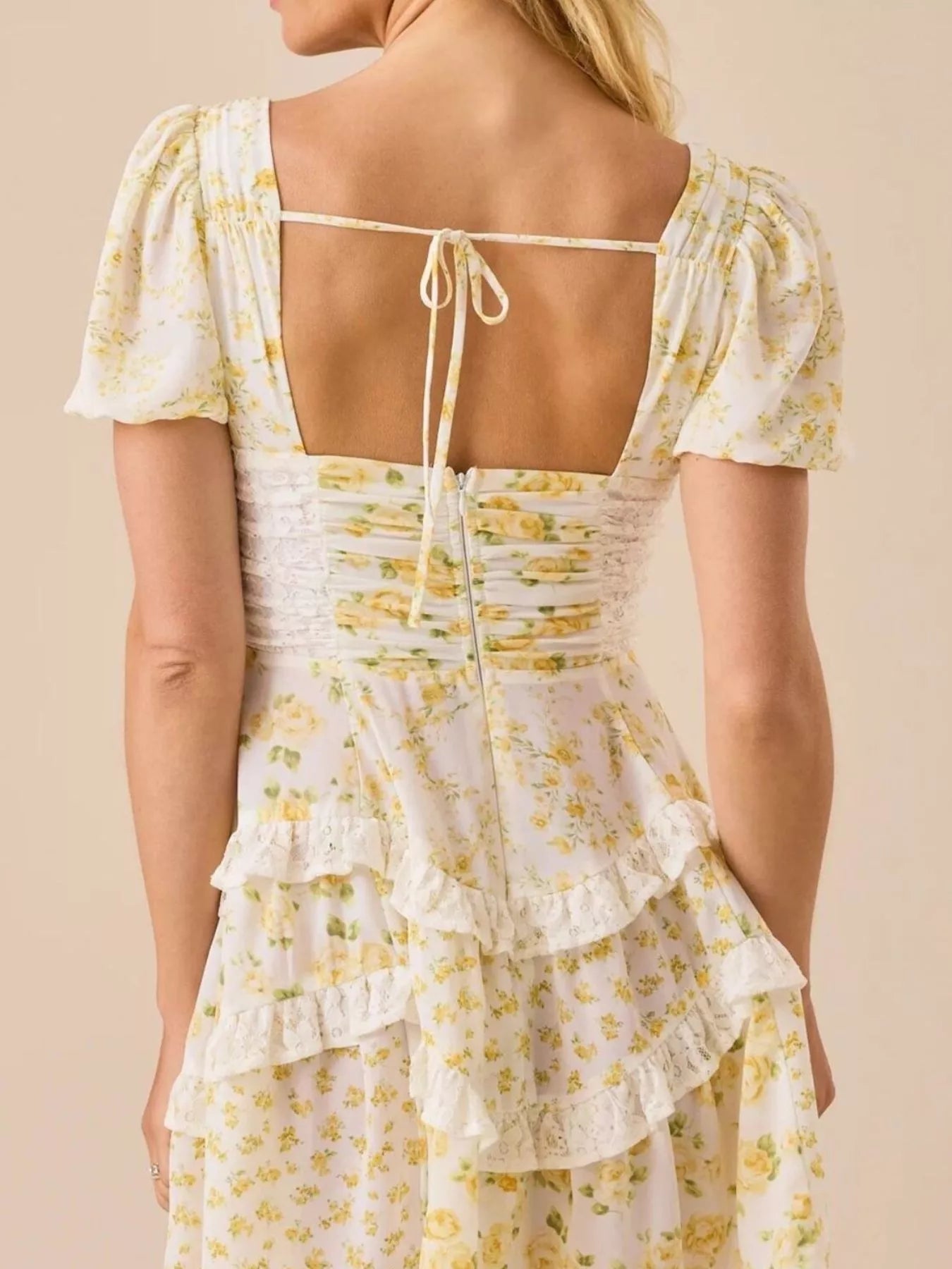 Floral Puff Sleeve Tiered Mini Dress-Dresses-Krush Kandy, Women's Online Fashion Boutique Located in Phoenix, Arizona (Scottsdale Area)