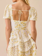 Floral Puff Sleeve Tiered Mini Dress-Dresses-Krush Kandy, Women's Online Fashion Boutique Located in Phoenix, Arizona (Scottsdale Area)