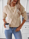 Geometric Round Neck Long Sleeve Sweater-Sweaters-Krush Kandy, Women's Online Fashion Boutique Located in Phoenix, Arizona (Scottsdale Area)