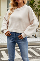 Round Neck Dropped Shoulder Sweater-Krush Kandy, Women's Online Fashion Boutique Located in Phoenix, Arizona (Scottsdale Area)