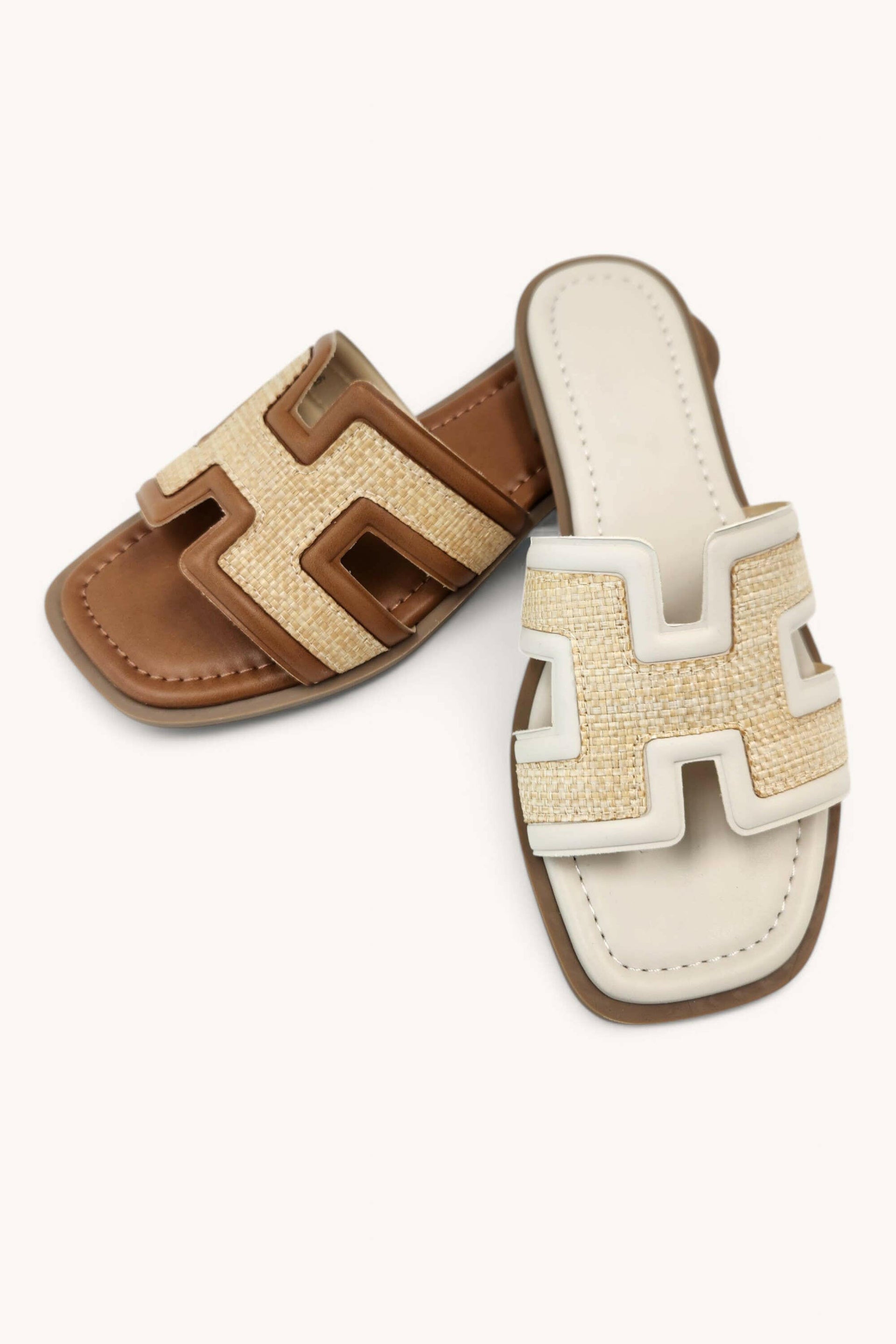 Raffia Layered Cut Out Design Sandals-Sandals-Krush Kandy, Women's Online Fashion Boutique Located in Phoenix, Arizona (Scottsdale Area)