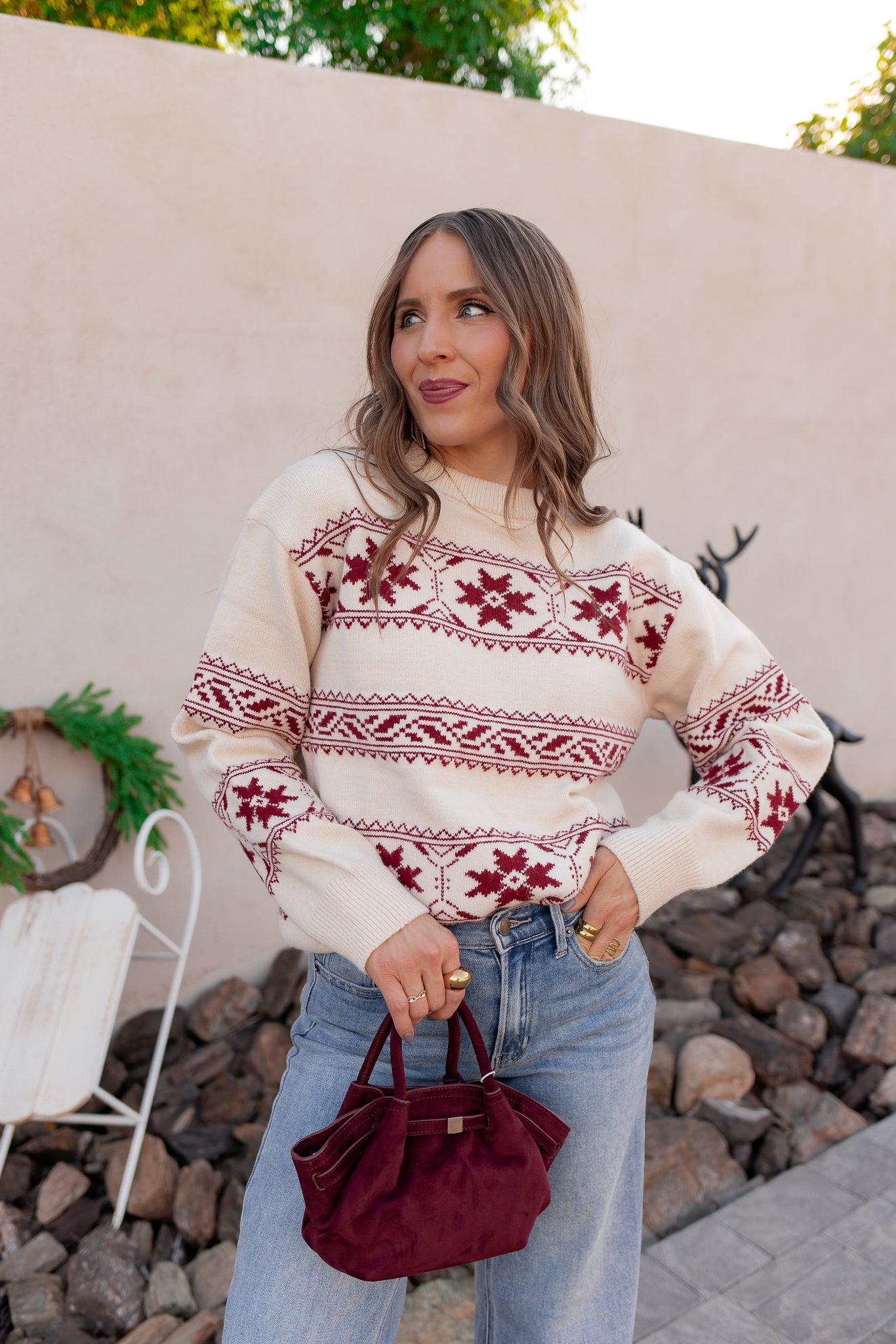 Vintage Vibes Faire Isle Snowflake Holiday Sweater-Sweaters-Krush Kandy, Women's Online Fashion Boutique Located in Phoenix, Arizona (Scottsdale Area)