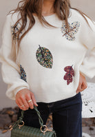 Free Fall Leaf Patchwork Sweater XS-3X-Sweaters-Krush Kandy, Women's Online Fashion Boutique Located in Phoenix, Arizona (Scottsdale Area)