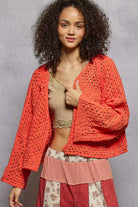 POL Open Front Cardigan with Crochet Patterns-Sweater-Krush Kandy, Women's Online Fashion Boutique Located in Phoenix, Arizona (Scottsdale Area)