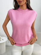 Mock Neck Cap Sleeve Knit Top-Tops-Krush Kandy, Women's Online Fashion Boutique Located in Phoenix, Arizona (Scottsdale Area)
