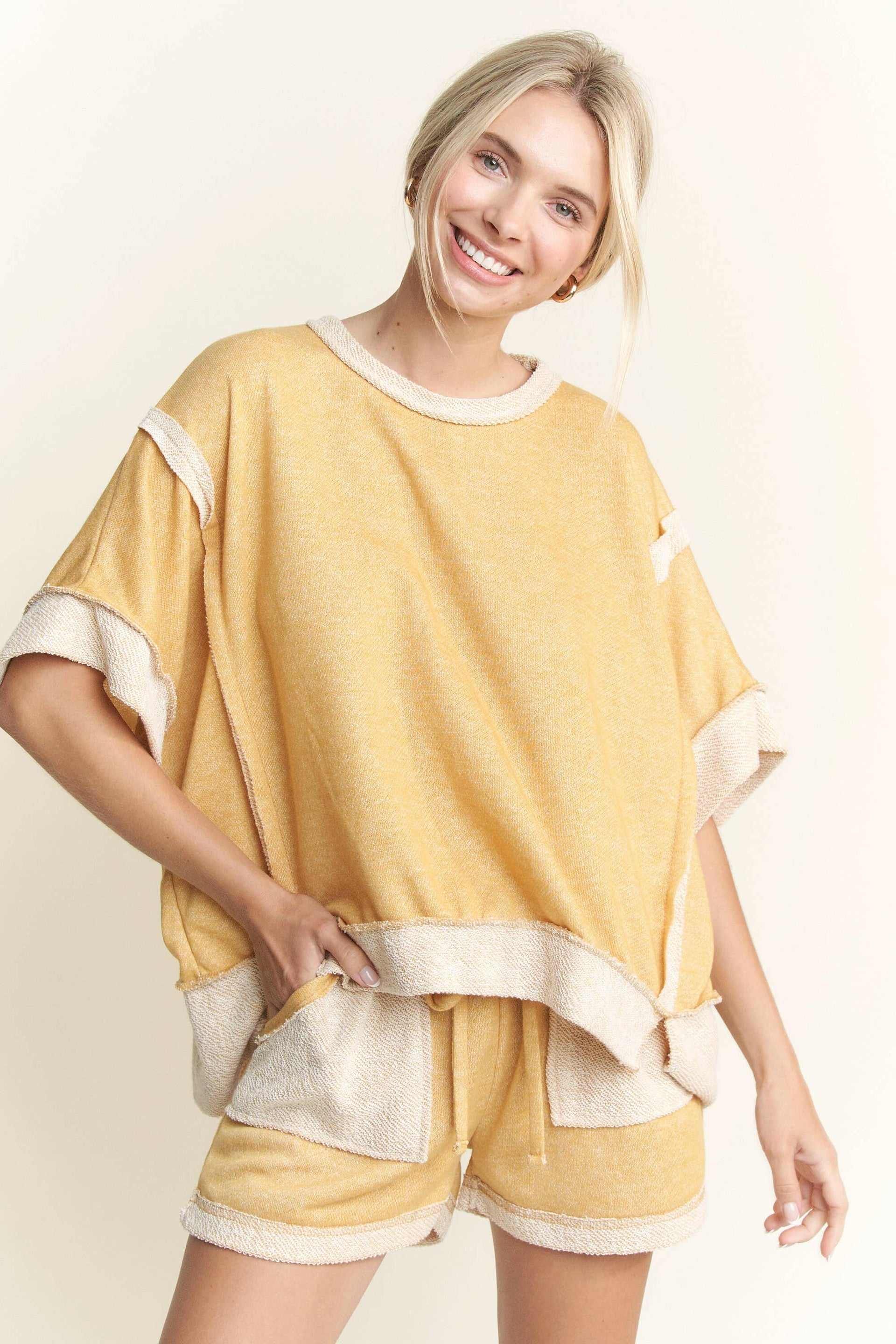 Oversize Reverse Contrast Banded Top-Tops-Krush Kandy, Women's Online Fashion Boutique Located in Phoenix, Arizona (Scottsdale Area)