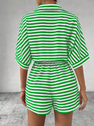 Tie Waist Half Button Striped Romper-Jumpsuits & Rompers-Krush Kandy, Women's Online Fashion Boutique Located in Phoenix, Arizona (Scottsdale Area)
