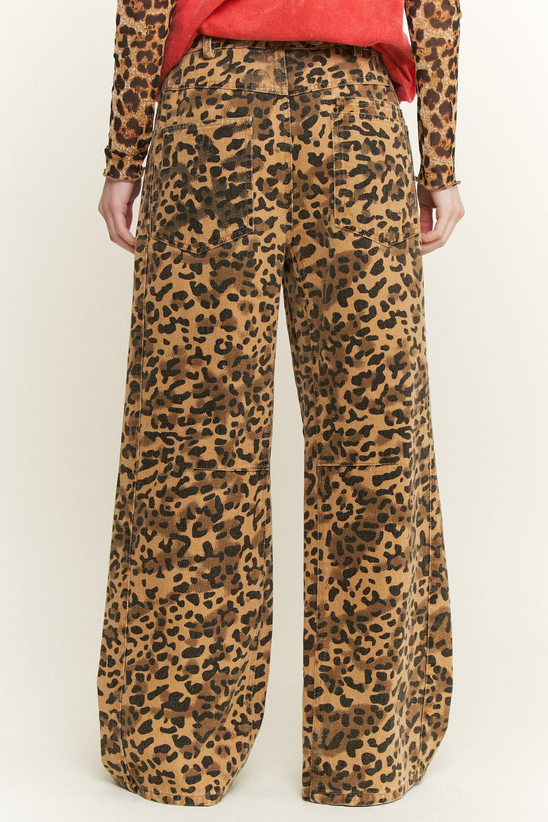 Stretchy Leopard Animal Denim Jeans With Red Belt-Denim-Krush Kandy, Women's Online Fashion Boutique Located in Phoenix, Arizona (Scottsdale Area)