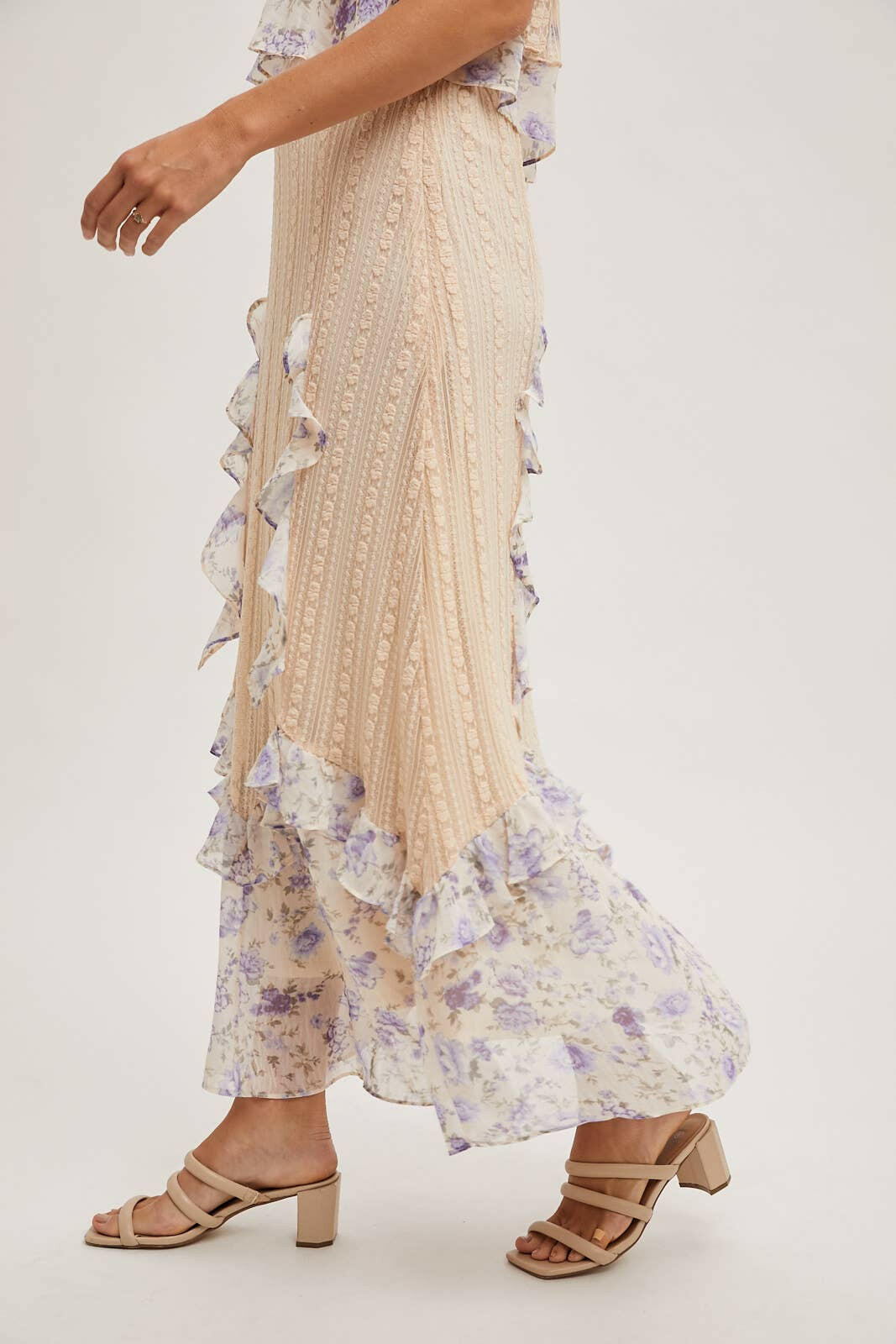 Floral Print Trimmed Maxi Lace Skirt-Skirts-Krush Kandy, Women's Online Fashion Boutique Located in Phoenix, Arizona (Scottsdale Area)