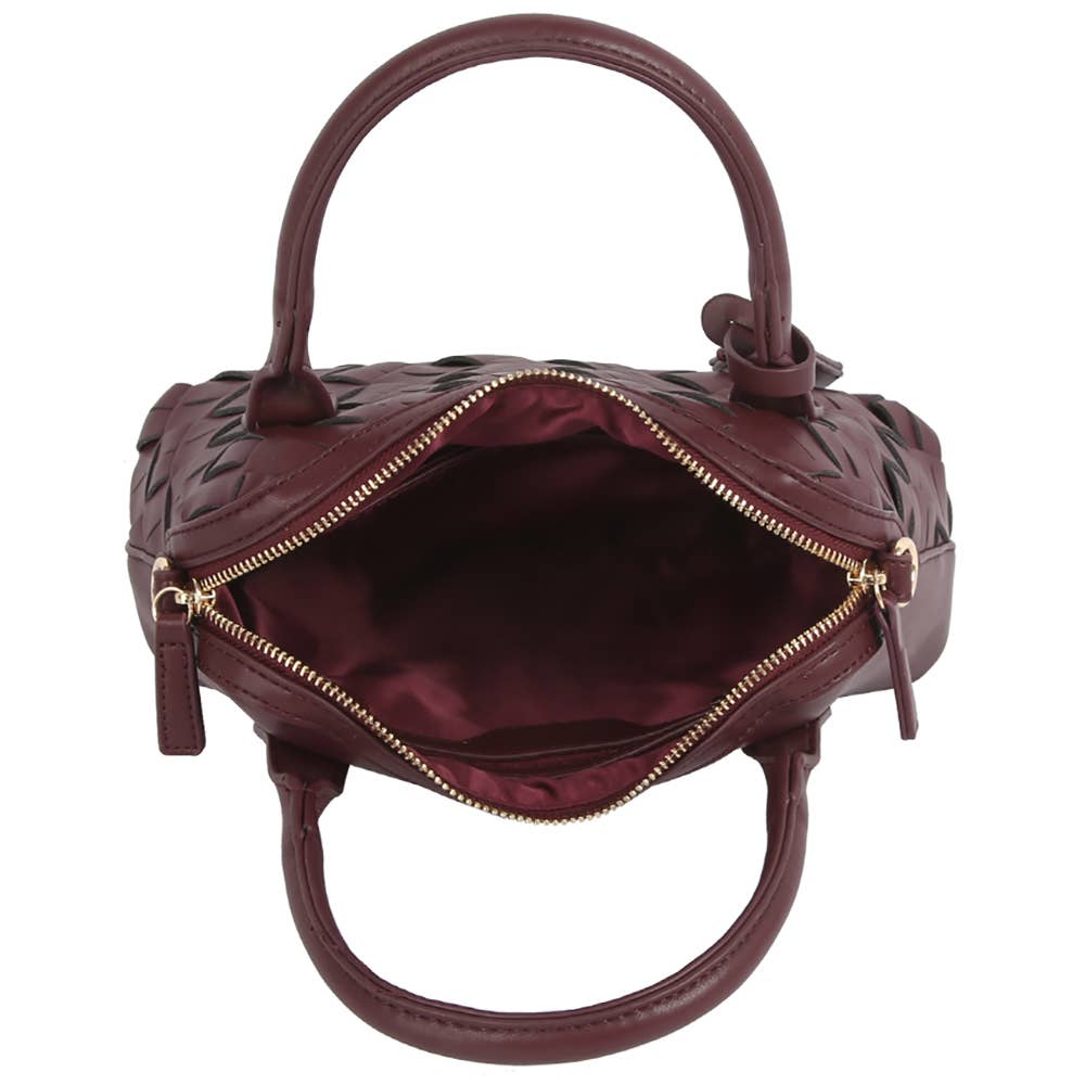 Woven Faux Leather Satchel-Purses & Bags-Krush Kandy, Women's Online Fashion Boutique Located in Phoenix, Arizona (Scottsdale Area)