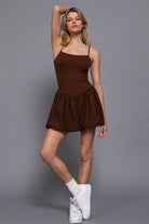 Straight Neck Cami Bubble Hem Mini Skort Dress-Dresses-Krush Kandy, Women's Online Fashion Boutique Located in Phoenix, Arizona (Scottsdale Area)