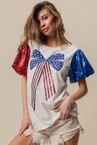 BiBi Sequin American Flag Bow Top-Tops-Krush Kandy, Women's Online Fashion Boutique Located in Phoenix, Arizona (Scottsdale Area)