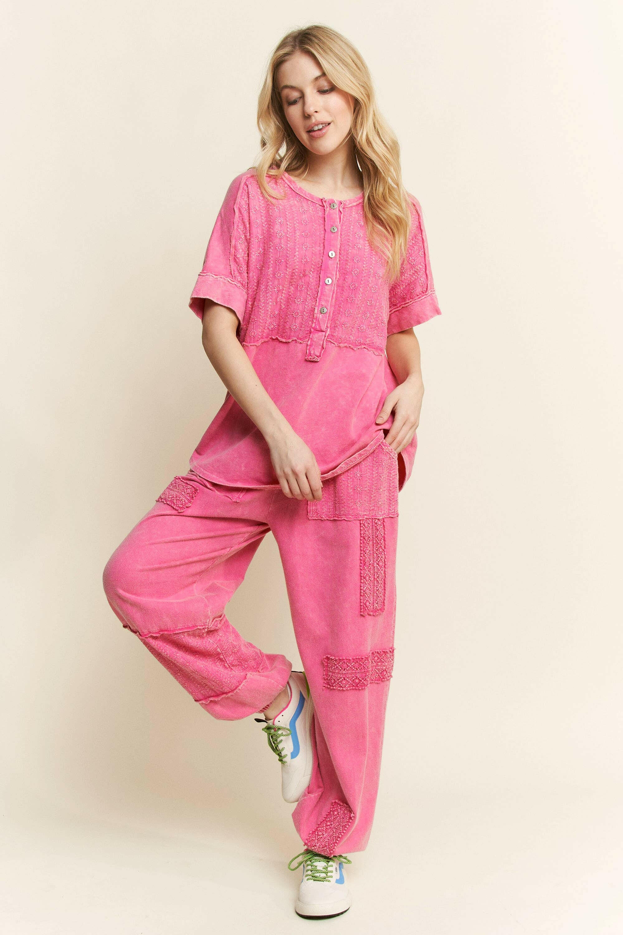 MineralWash Eyelet detailed Boho Joggers-Krush Kandy, Women's Online Fashion Boutique Located in Phoenix, Arizona (Scottsdale Area)