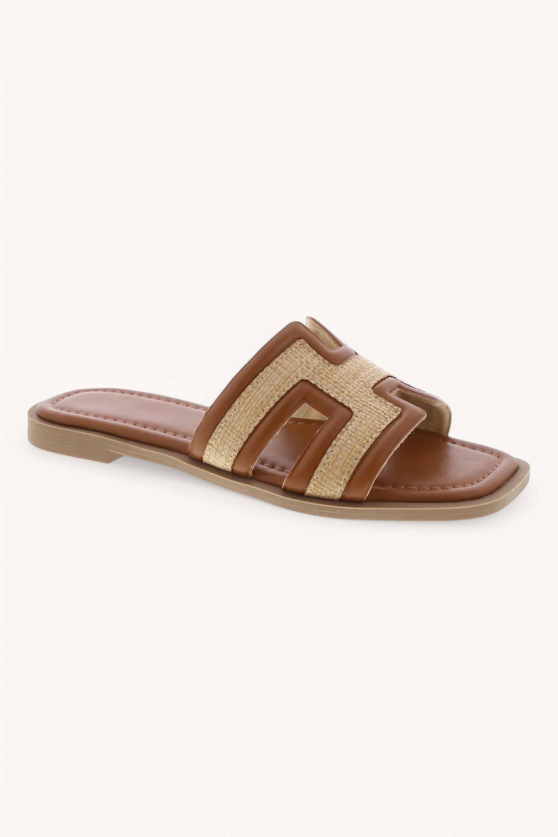 Raffia Layered Cut Out Design Sandals-Sandals-Krush Kandy, Women's Online Fashion Boutique Located in Phoenix, Arizona (Scottsdale Area)