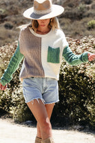 Color Block Round Neck Long Sleeve Sweater-Krush Kandy, Women's Online Fashion Boutique Located in Phoenix, Arizona (Scottsdale Area)