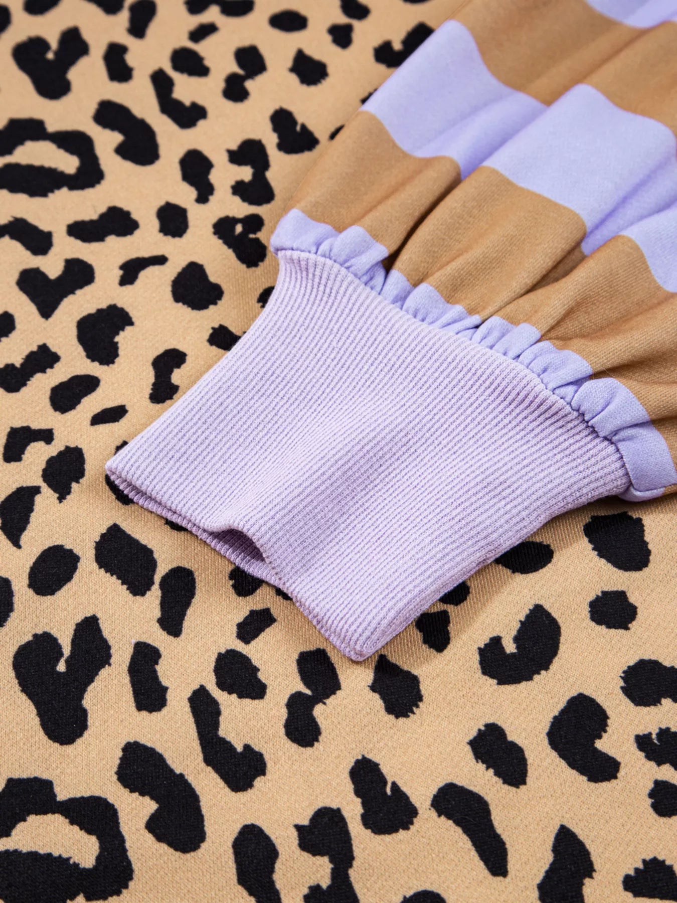 Stripe Color Block Patchwork Leopard Casual Sweatshirt with Slits-Sweaters-Krush Kandy, Women's Online Fashion Boutique Located in Phoenix, Arizona (Scottsdale Area)