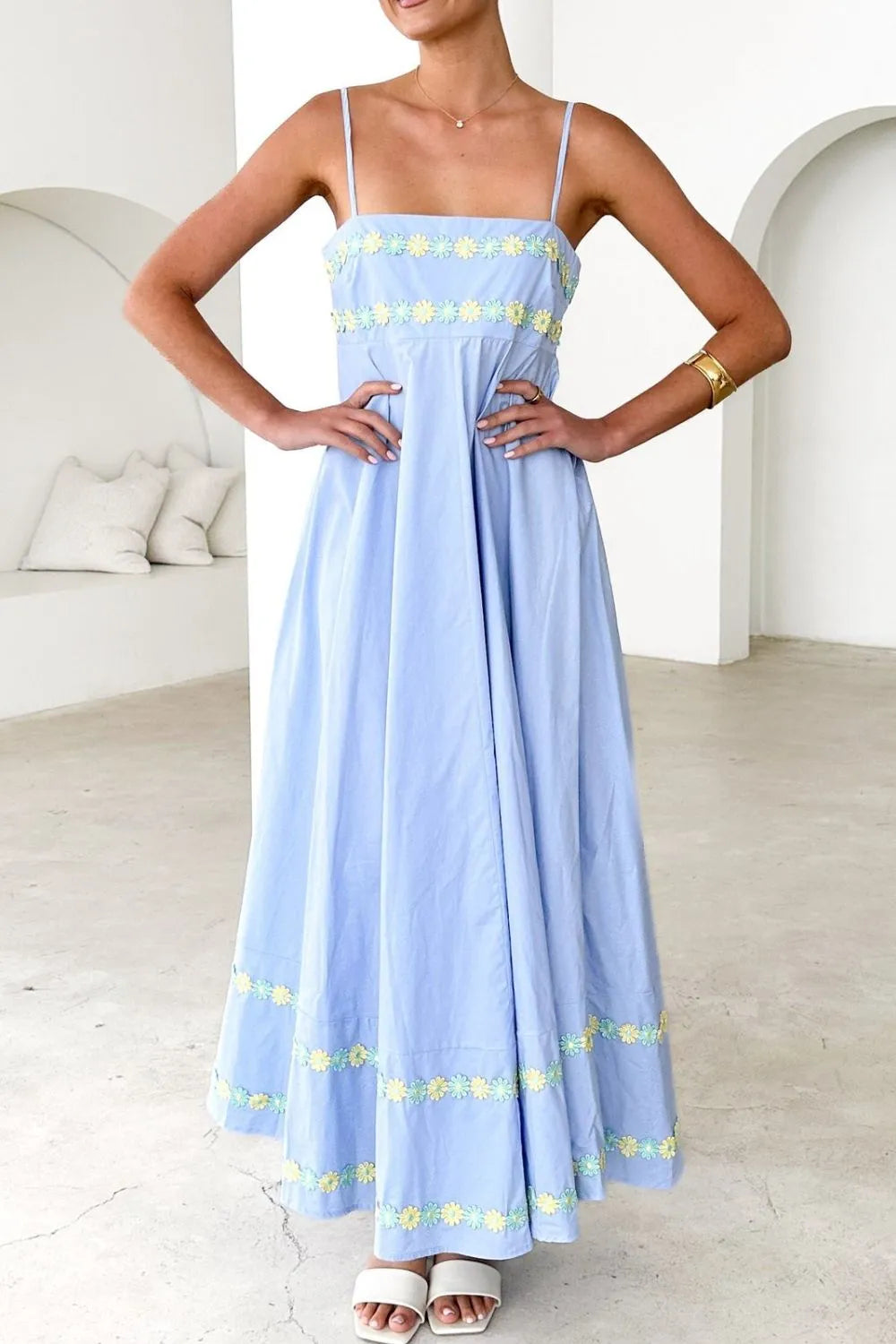 Floral Embroidered Spaghetti Strap Maxi Dress-Dresses-Krush Kandy, Women's Online Fashion Boutique Located in Phoenix, Arizona (Scottsdale Area)