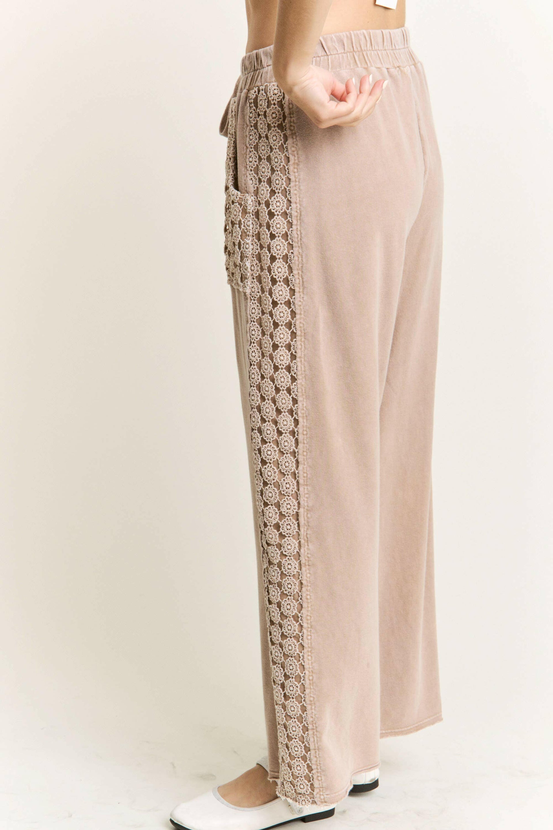 MineralWash Floral Daisy trim Pants-PANTS-Krush Kandy, Women's Online Fashion Boutique Located in Phoenix, Arizona (Scottsdale Area)