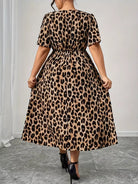 Plus Size Twisted Front Leopard Short Sleeve Dress-Dresses-Krush Kandy, Women's Online Fashion Boutique Located in Phoenix, Arizona (Scottsdale Area)
