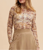 Annie Wear Floral Lettuce Hem Sheer Mesh Top-Tops-Krush Kandy, Women's Online Fashion Boutique Located in Phoenix, Arizona (Scottsdale Area)