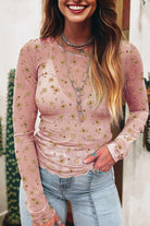Pink Floral Mesh Long Sleeve Top-Long Sleeve Tops-Krush Kandy, Women's Online Fashion Boutique Located in Phoenix, Arizona (Scottsdale Area)