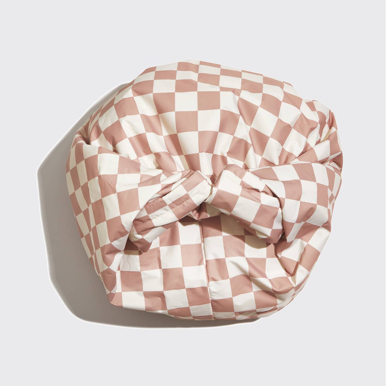 Satin Lined Flexi Shower Cap - Terracotta Checker-Hair Accessories-Krush Kandy, Women's Online Fashion Boutique Located in Phoenix, Arizona (Scottsdale Area)
