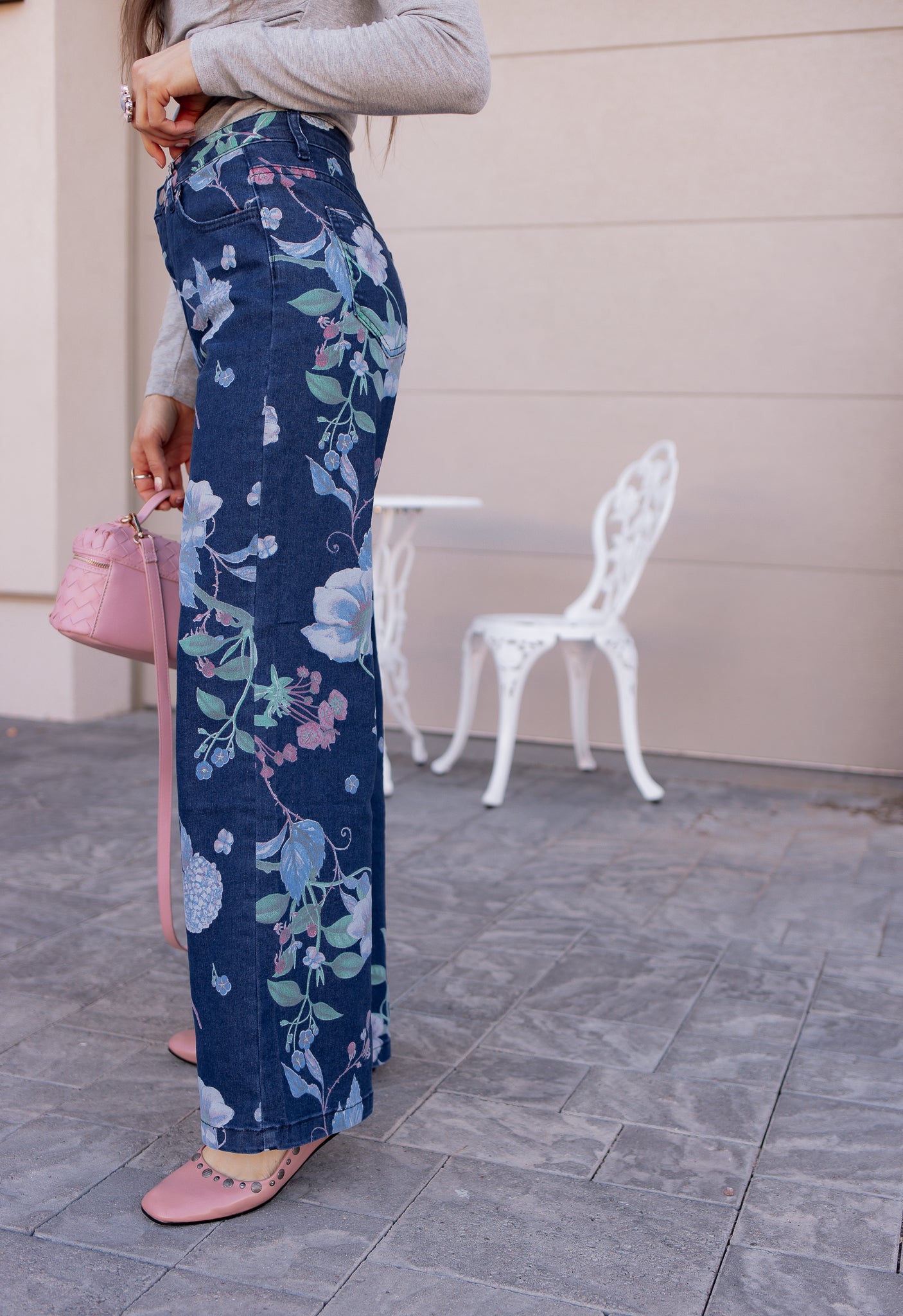 Dreamy Floral Wide Leg Denim Pants-Denim-Krush Kandy, Women's Online Fashion Boutique Located in Phoenix, Arizona (Scottsdale Area)