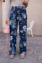 Dreamy Floral Wide Leg Denim Pants-Denim-Krush Kandy, Women's Online Fashion Boutique Located in Phoenix, Arizona (Scottsdale Area)
