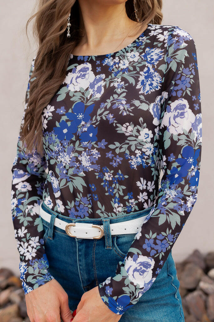 Floral Fantasy: Mesh Fitted Long Sleeve (3 Options!)-Long Sleeve Tops-Krush Kandy, Women's Online Fashion Boutique Located in Phoenix, Arizona (Scottsdale Area)
