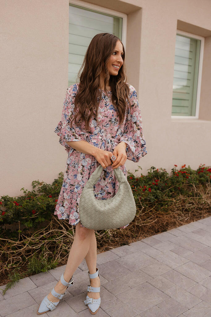 Floral Print Angel Sleeves Dress-Dresses-Krush Kandy, Women's Online Fashion Boutique Located in Phoenix, Arizona (Scottsdale Area)