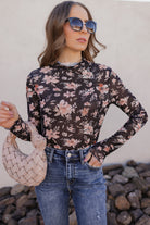 Blossom Charm Floral Mesh Top-Long Sleeve Tops-Krush Kandy, Women's Online Fashion Boutique Located in Phoenix, Arizona (Scottsdale Area)