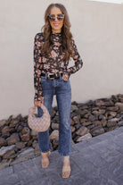 Blossom Charm Floral Mesh Top-Long Sleeve Tops-Krush Kandy, Women's Online Fashion Boutique Located in Phoenix, Arizona (Scottsdale Area)