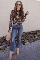 Blossom Charm Floral Mesh Top-Long Sleeve Tops-Krush Kandy, Women's Online Fashion Boutique Located in Phoenix, Arizona (Scottsdale Area)