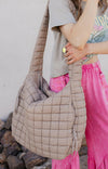 Leda Quilted Nylon Puffer Hobo Crossbody Bag-handbags-Krush Kandy, Women's Online Fashion Boutique Located in Phoenix, Arizona (Scottsdale Area)