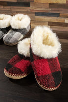 Slipping In The Snow Buffalo Check Fur Slippers-Slippers-Krush Kandy, Women's Online Fashion Boutique Located in Phoenix, Arizona (Scottsdale Area)