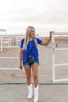 S-3X Dolphin Hem Shell Button Top-Short Sleeve Tops-Krush Kandy, Women's Online Fashion Boutique Located in Phoenix, Arizona (Scottsdale Area)