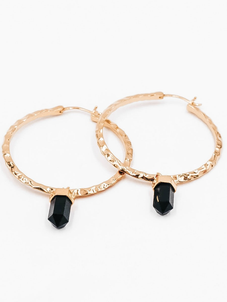 Krush Kouture: Hammered Hoop Earrings with Pendant-Hoop Earrings-Krush Kandy, Women's Online Fashion Boutique Located in Phoenix, Arizona (Scottsdale Area)