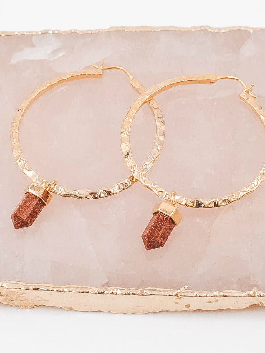 Krush Kouture: Hammered Hoop Earrings with Pendant-Hoop Earrings-Krush Kandy, Women's Online Fashion Boutique Located in Phoenix, Arizona (Scottsdale Area)