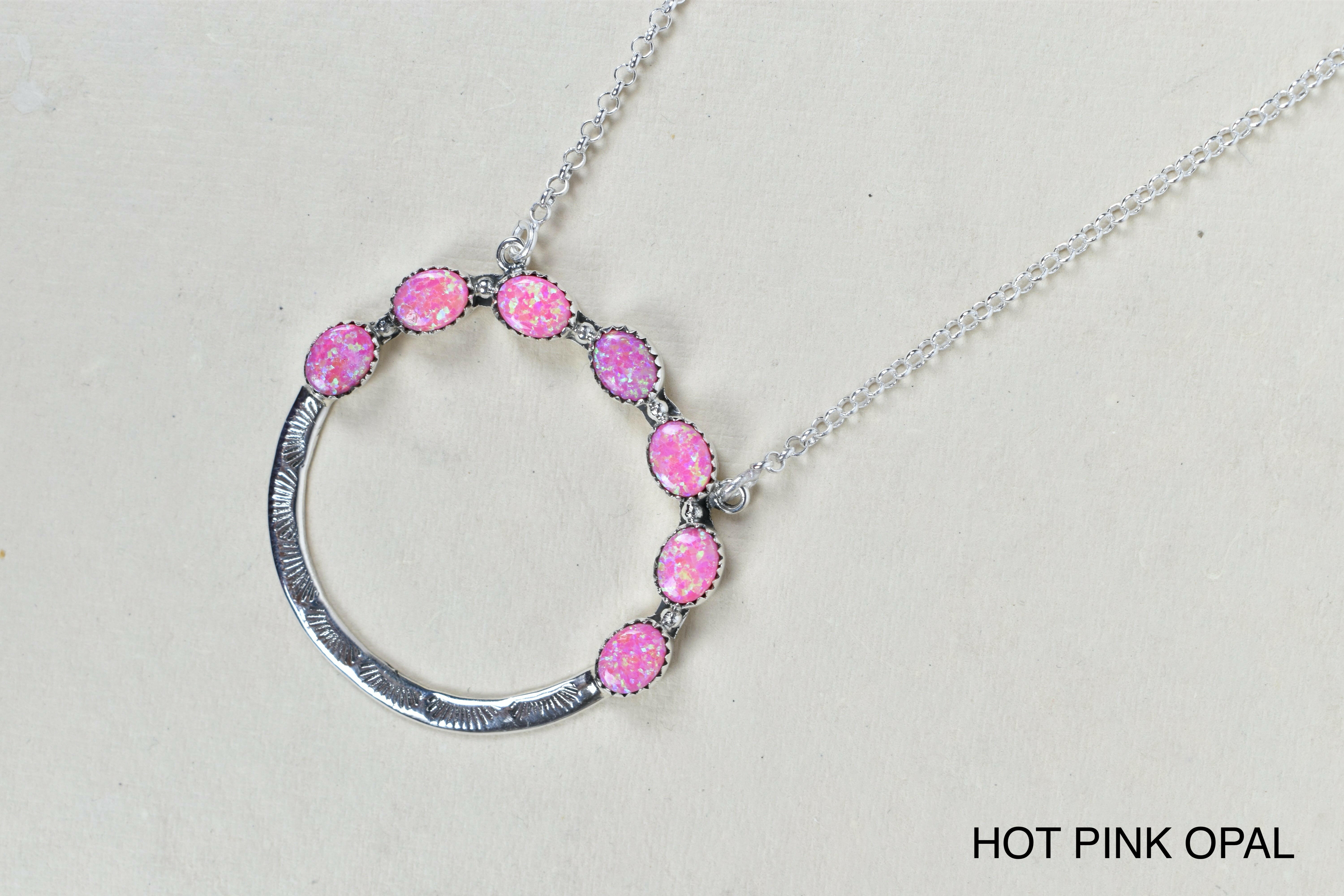 Luna's Crescent Gemstone Necklace-Pendant Necklaces-Krush Kandy, Women's Online Fashion Boutique Located in Phoenix, Arizona (Scottsdale Area)