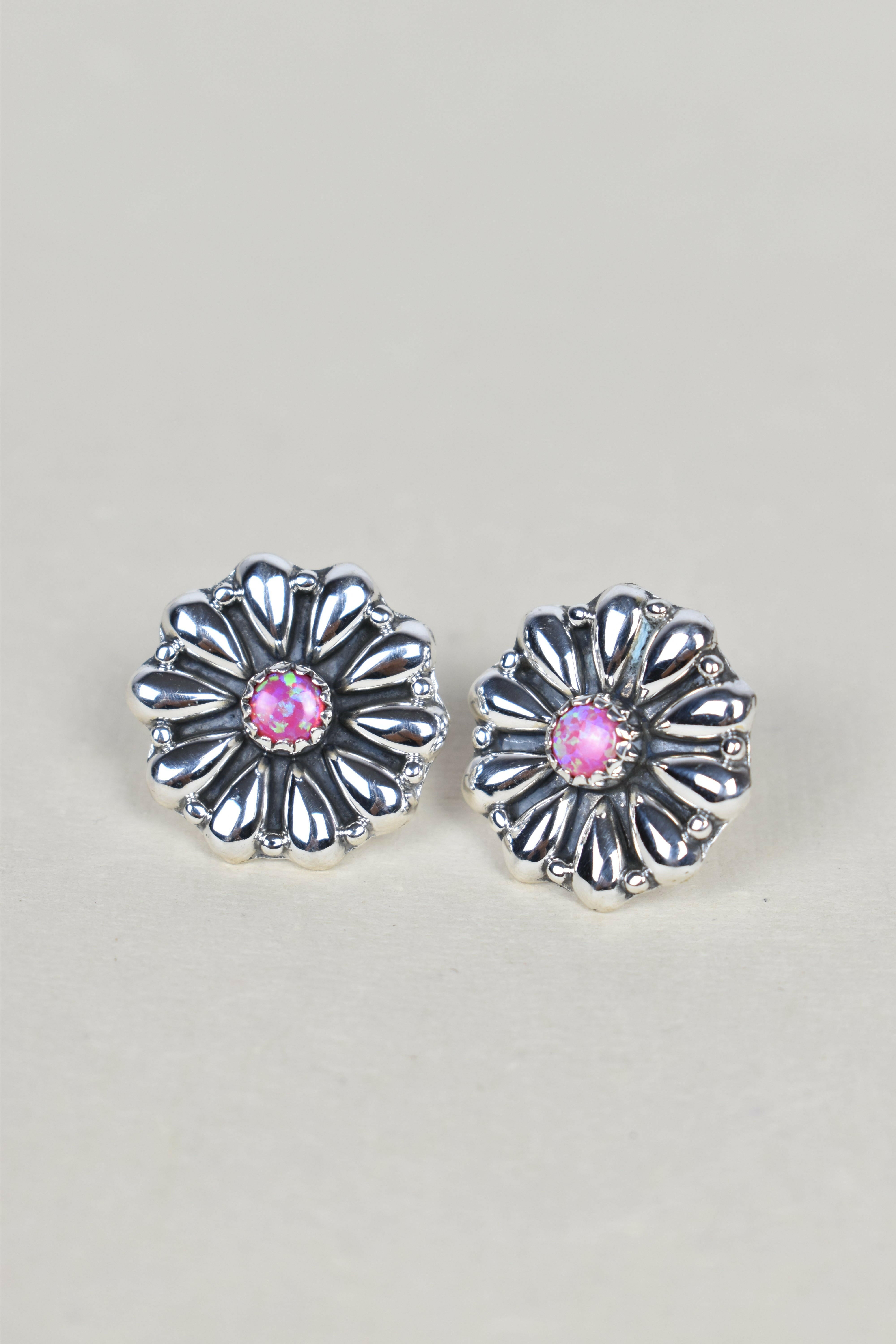 Sterling Silver Daisy Concho Stud Earrings-Stud Earrings-Krush Kandy, Women's Online Fashion Boutique Located in Phoenix, Arizona (Scottsdale Area)