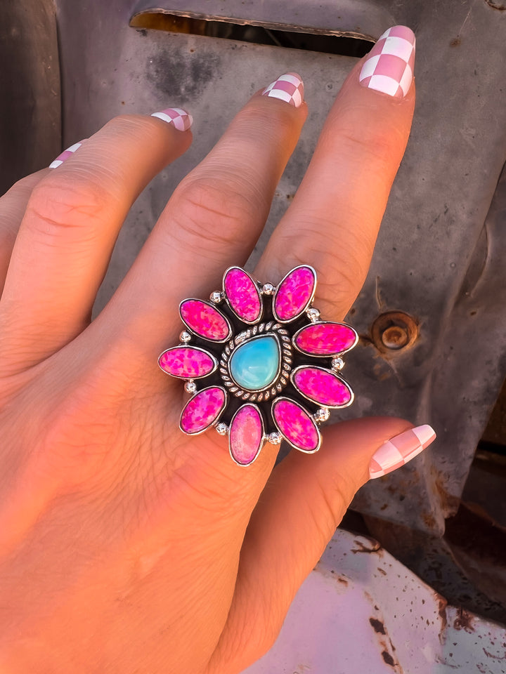 Barbie's Boho Collection One Of A Kind Neon Pink Opal & Turquoise Rings-Rings-Krush Kandy, Women's Online Fashion Boutique Located in Phoenix, Arizona (Scottsdale Area)