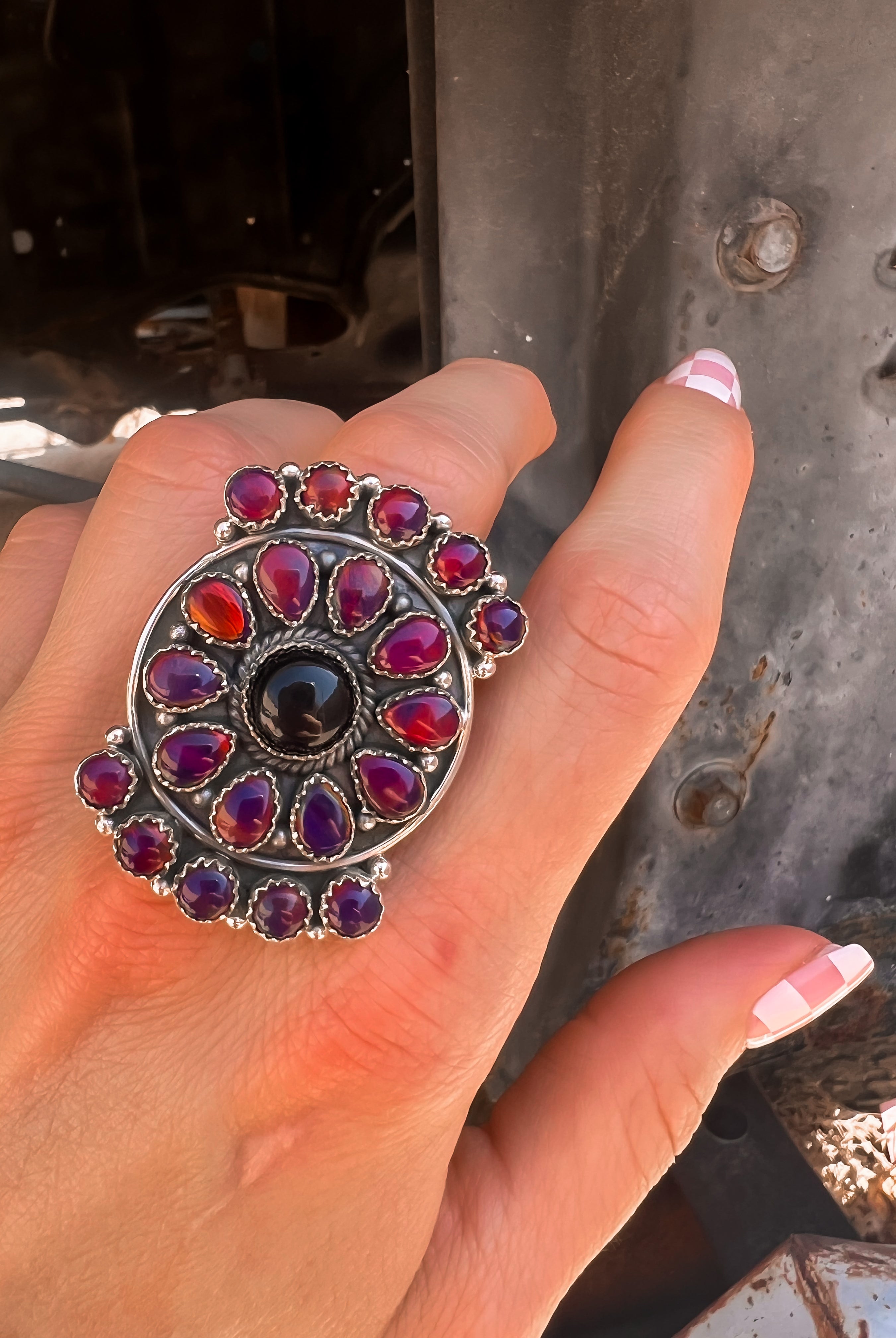 Pomegranate Burst Sterling Silver Ring | PRE ORDER NOW OPEN!-Rings-Krush Kandy, Women's Online Fashion Boutique Located in Phoenix, Arizona (Scottsdale Area)
