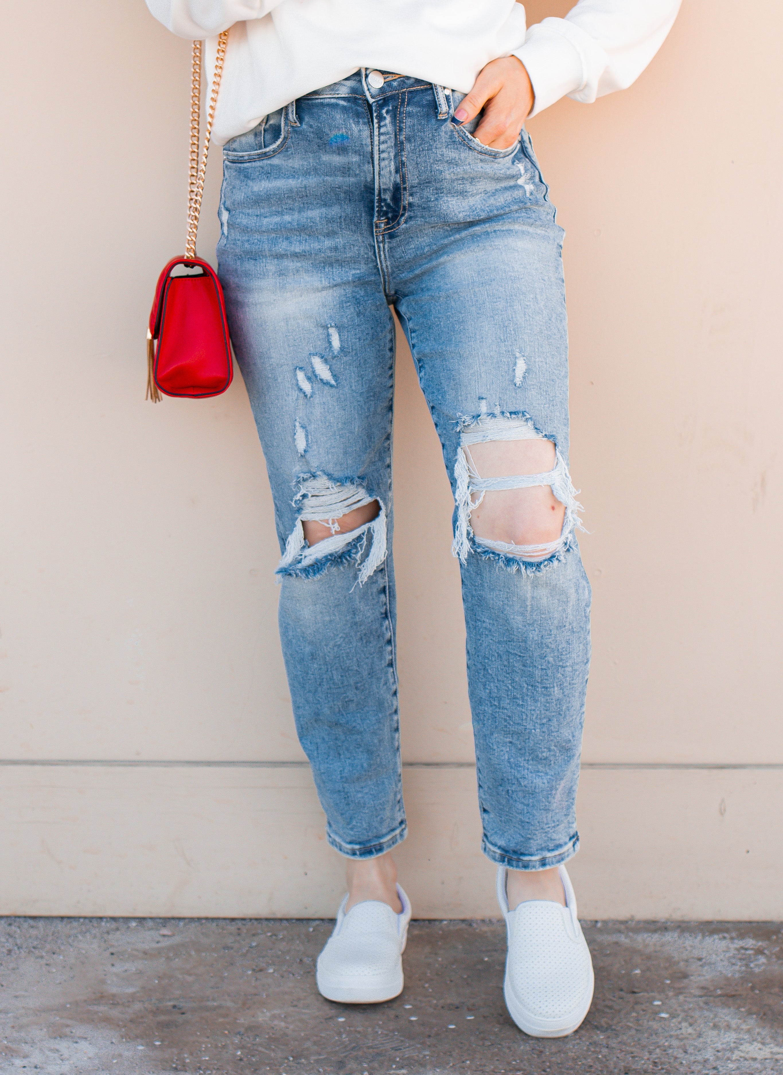 RISEN DENIM | Your New Go To High-Rise MOM Jean | PLUS/REG-Jeans-Krush Kandy, Women's Online Fashion Boutique Located in Phoenix, Arizona (Scottsdale Area)