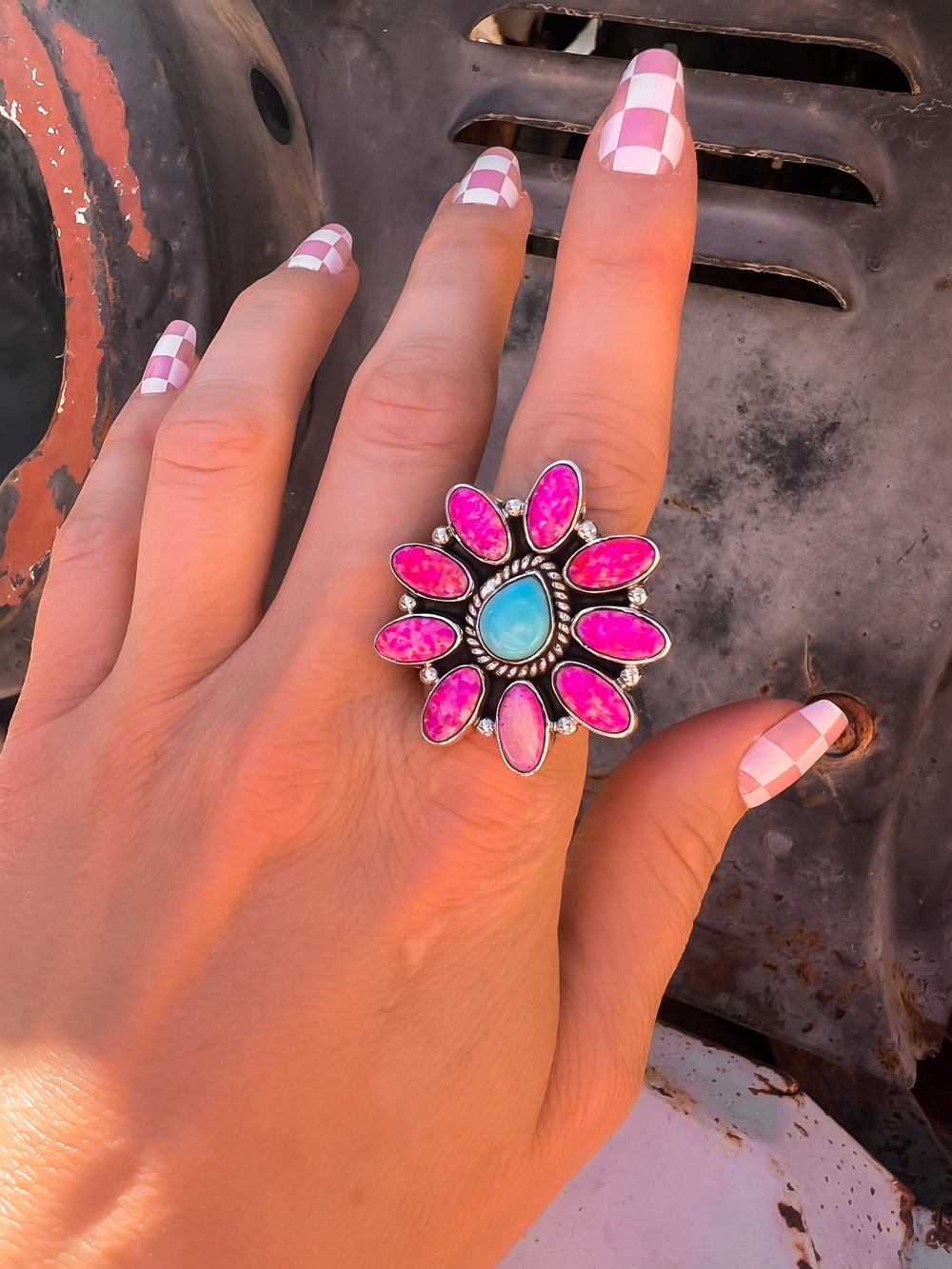 Barbie's Boho Collection One Of A Kind Neon Pink Opal & Turquoise Rings | PRE ORDER NOW OPEN-Rings-Krush Kandy, Women's Online Fashion Boutique Located in Phoenix, Arizona (Scottsdale Area)